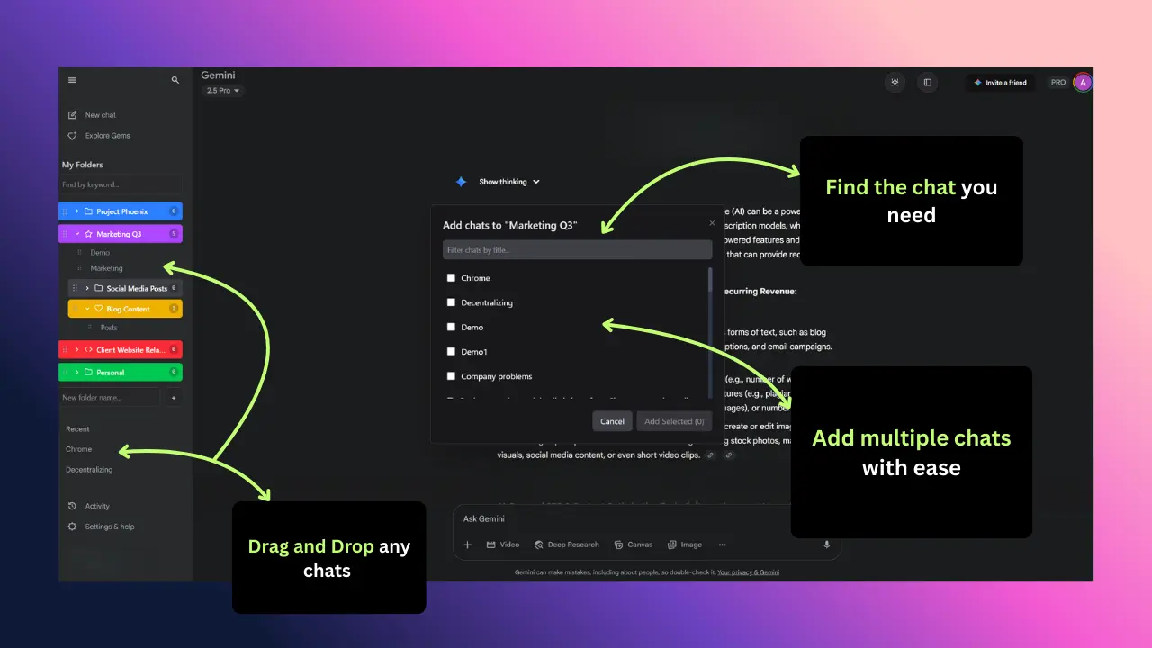 Add chats to folders