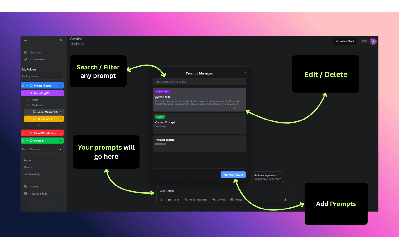 Prompt Manager feature