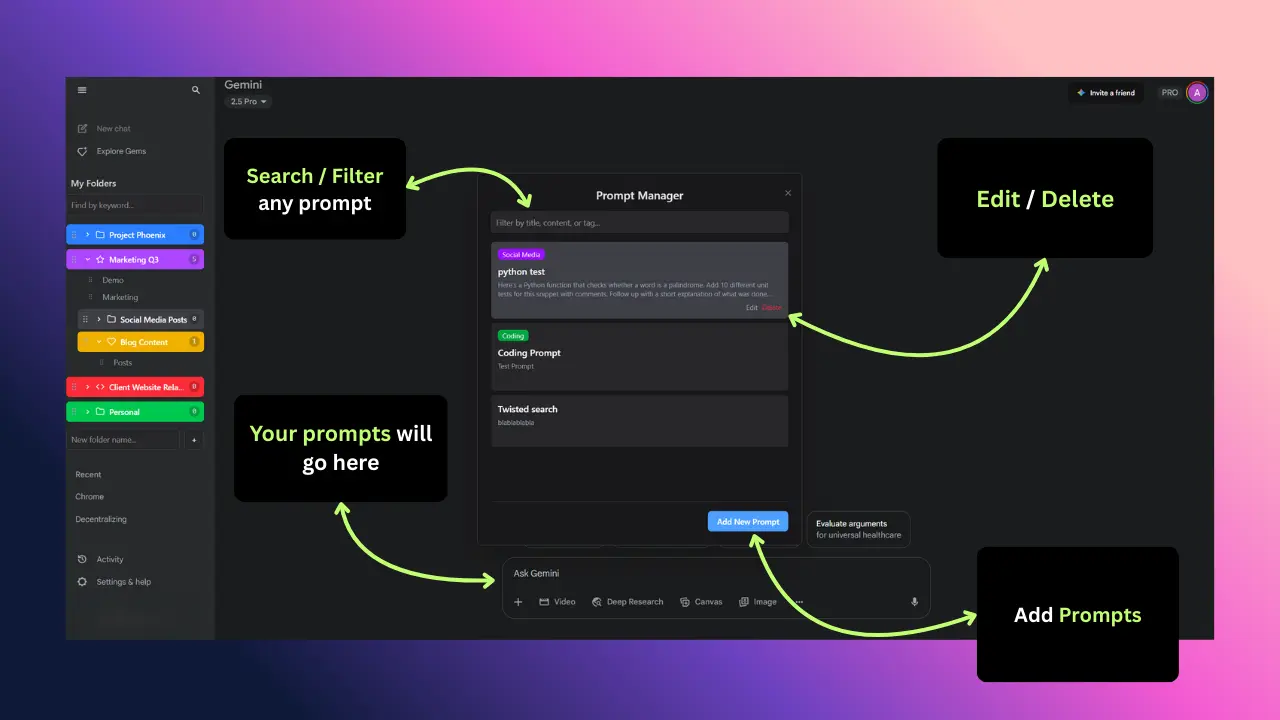 Prompt Manager feature